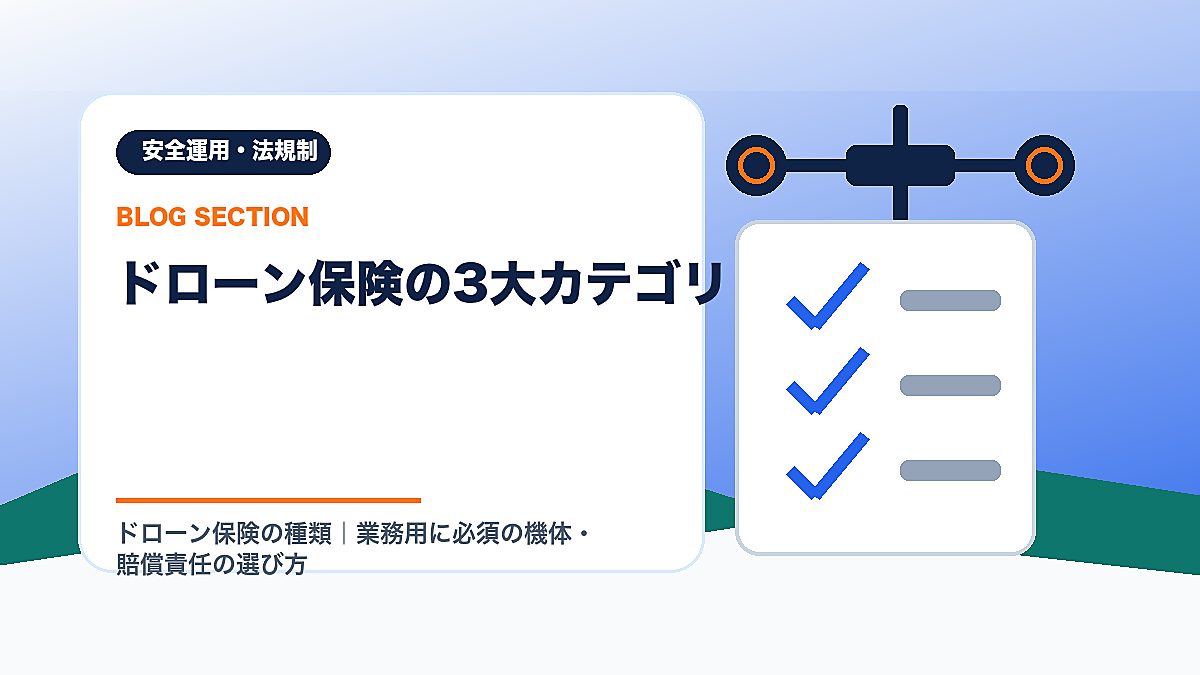 「ドローン保険の3大カテゴリ」の見出し画像